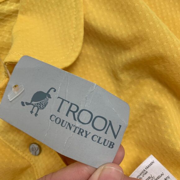 Daily Sports Polo Shirt Womens L Yellow Stretch Collared Snap Button Troon Club - Picture 13 of 16